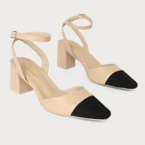 Zapatos de tacón Slingback bicolor
