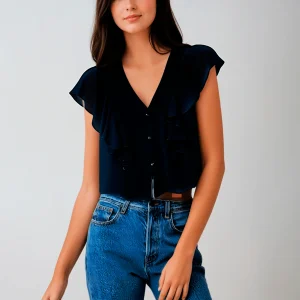 Blusa con Volados Modelo Versátil neutro