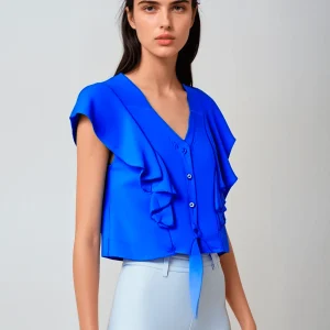 Blusa con Volados Modelo Versátil brillante