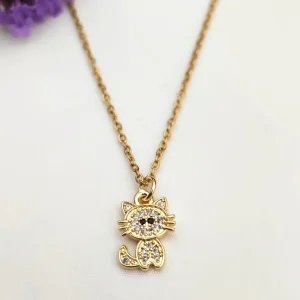 Collar con cadena con dije de gato