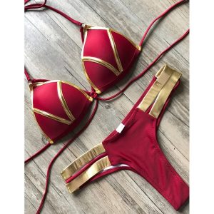 Exclusivo Bikini Rojo con Dorado