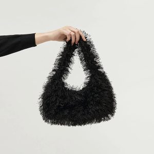 Bolso Mano Pelo Negro