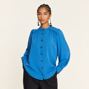 Blusa Mao Fruncidos Azul