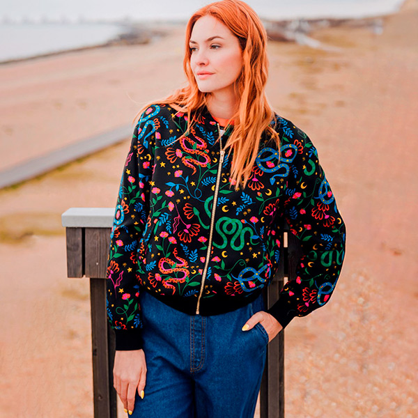 Bobbi Bomber Jacket Snake Floral