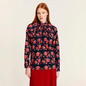 Camisa Floral Cuello Alto