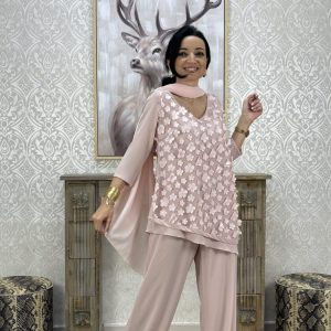 CONJUNTO ASIMETRICO ROSA PALO MOD.PETALOS TALLA 38