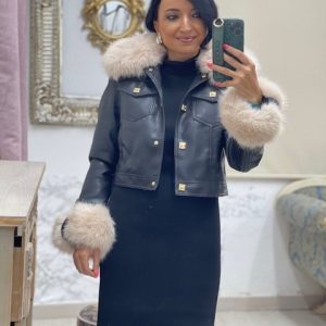 Chaqueta Cuero Negra -Mod.Lince-