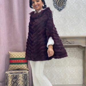 Poncho Pelo Natural Burdeos (T.U.34-48)