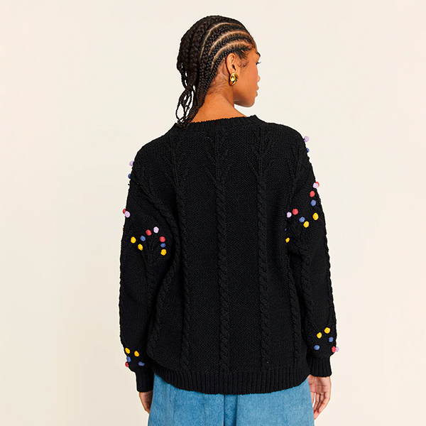 Jersey Pompom con Trenzados Negro - Imagen 3