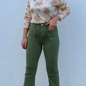 Pantalón Tejano Flare Bolsillos
