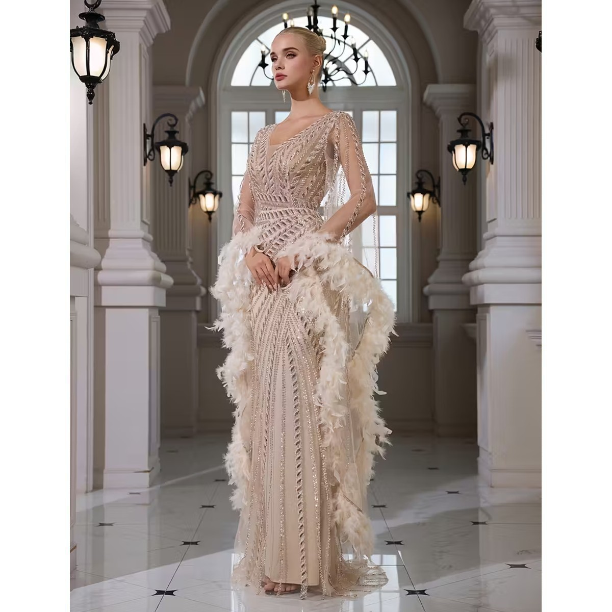 Exclusivo Vestido Nude con Plata de Lentejuelas - Imagen 6