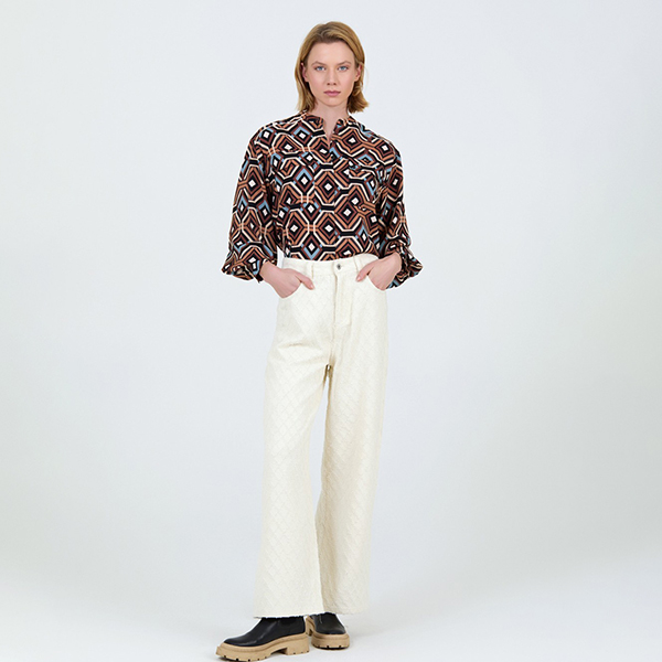 Pantalon Denim Fil-Coupe Ivory - Imagen 2