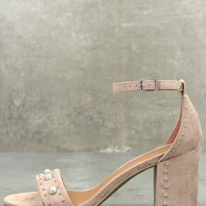 Sandalias nude gamuza con perlas