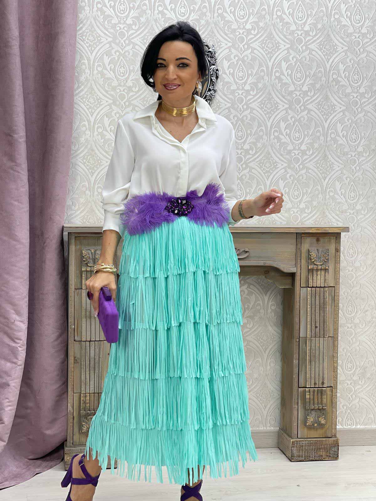 Falda Flecos Verde Agua -Mod.Luz- - Imagen 4