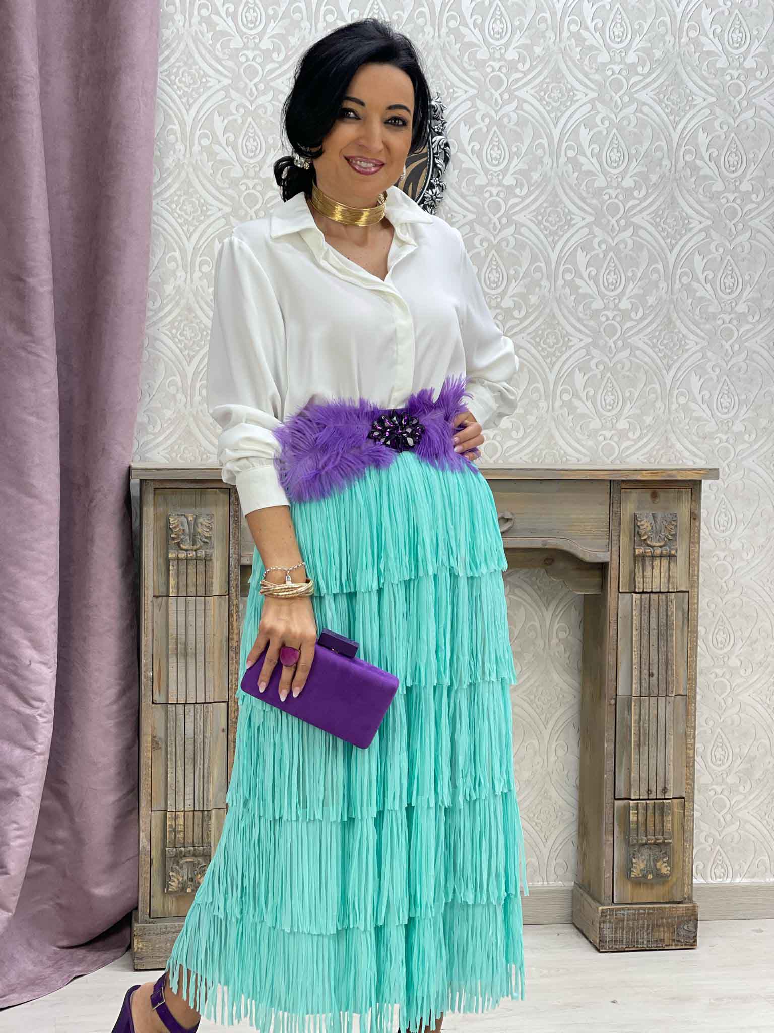 Falda Flecos Verde Agua -Mod.Luz- - Imagen 2