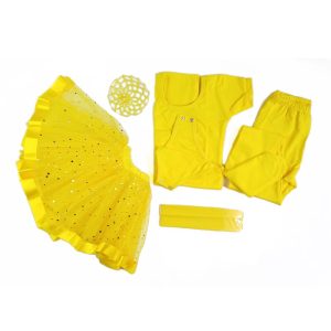 Conjunto de ballet tutú amarillo doble con brillos