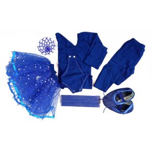 Conjunto de ballet tutú azul doble con brillos
