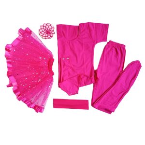 Conjunto de ballet tutú fucsia doble con brillos
