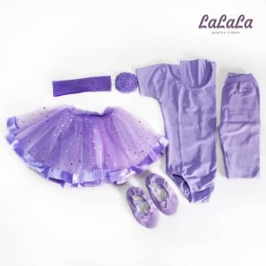 Conjunto de ballet tutú lila doble con brillos