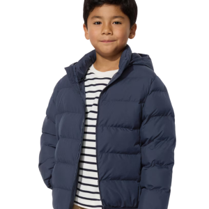 Campera Uniqlo Unisex Azul Marina Warm Padded Capucha Desmontable (KP60)