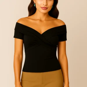 Top Negro Off Shoulder Cruzado